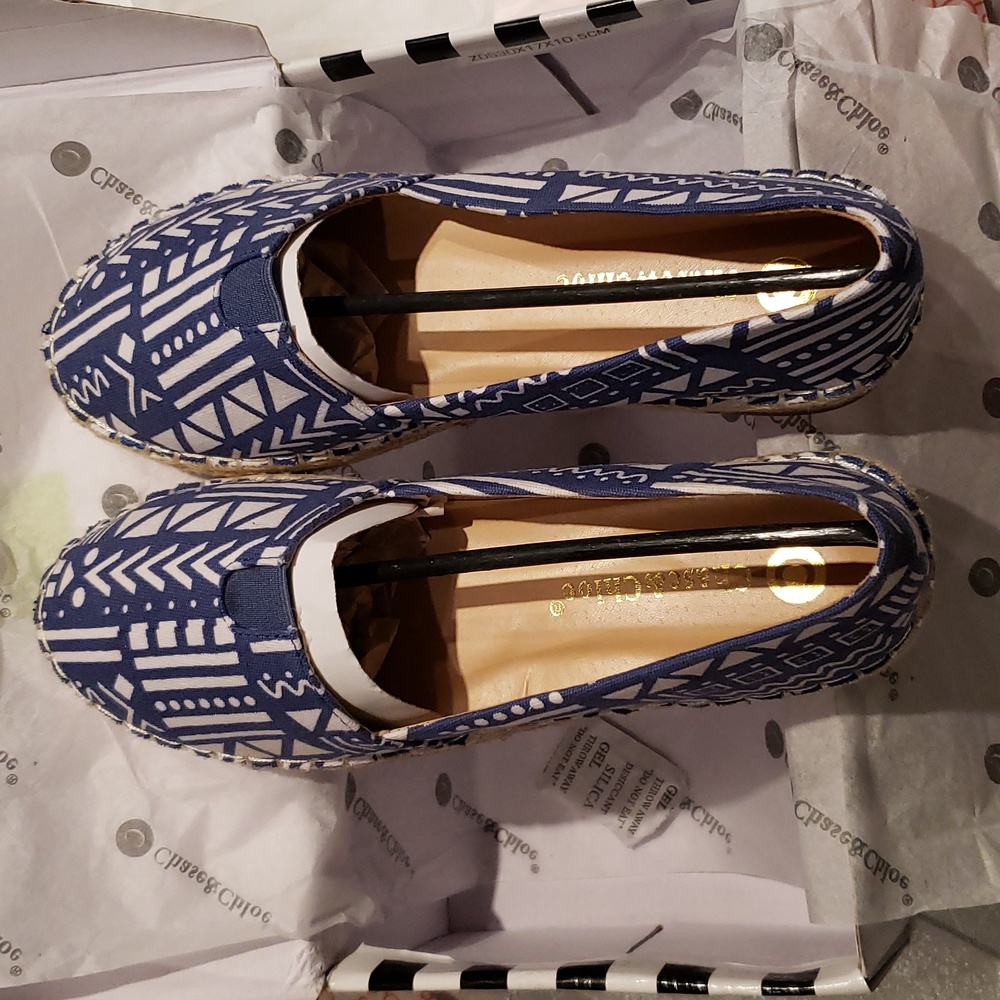 Chase & Chloe New Espadrilles Jute Platform Flats Slip-On NIB Women's 8 - Picture 10 of 16